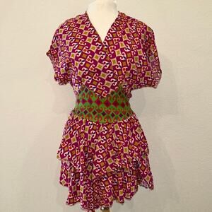 Dixie V Neck Viscose Mini Dress Womens Small